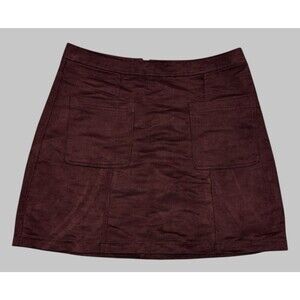 Old Navy A-Line Short Skirt Womens Sz 8 Red Wine Color Polyester Suede Look Feel